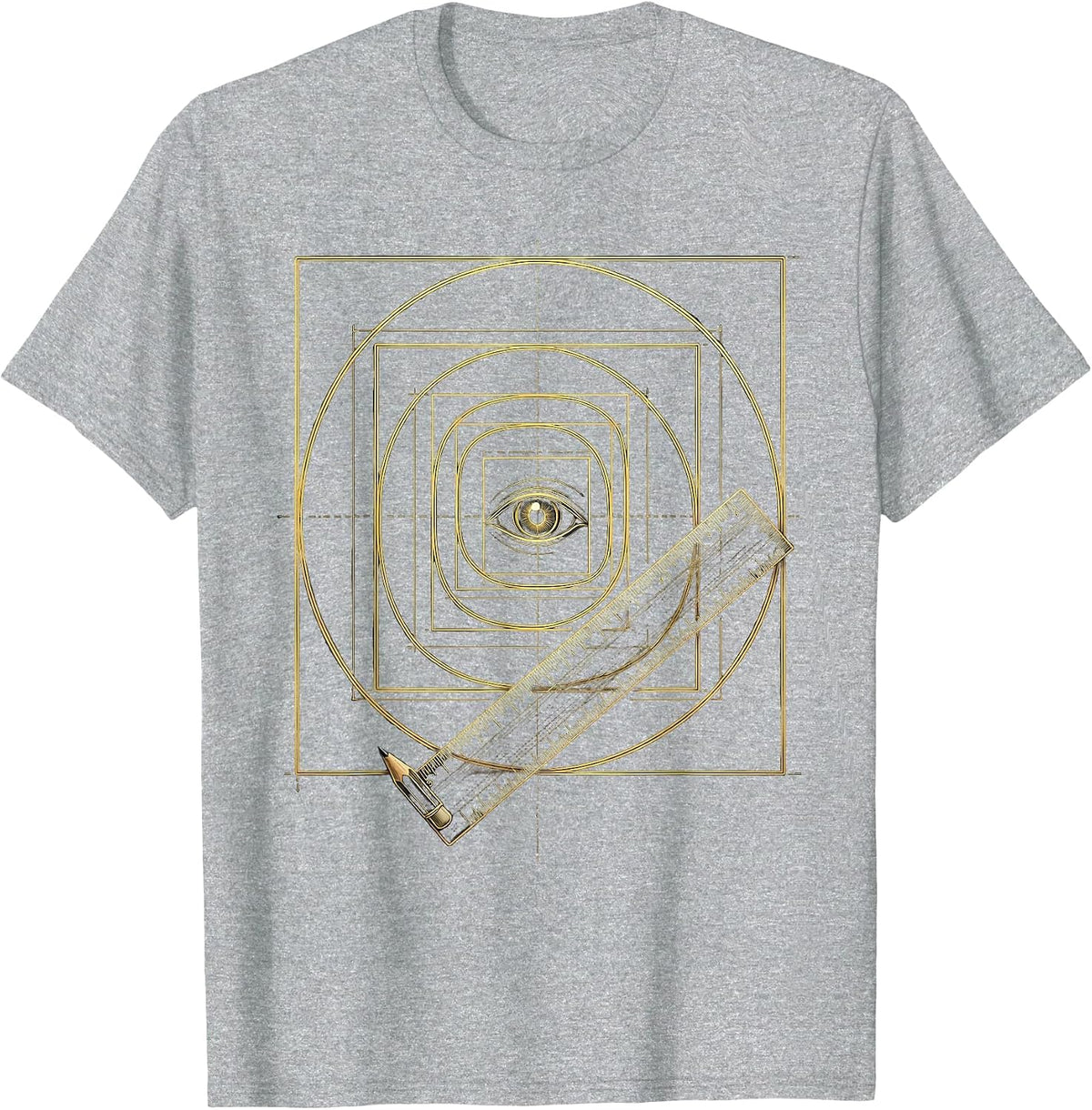 Men's Golden Rectangle Spiral Math Lover Sacred Geometry T-Shirt - Heather Grey