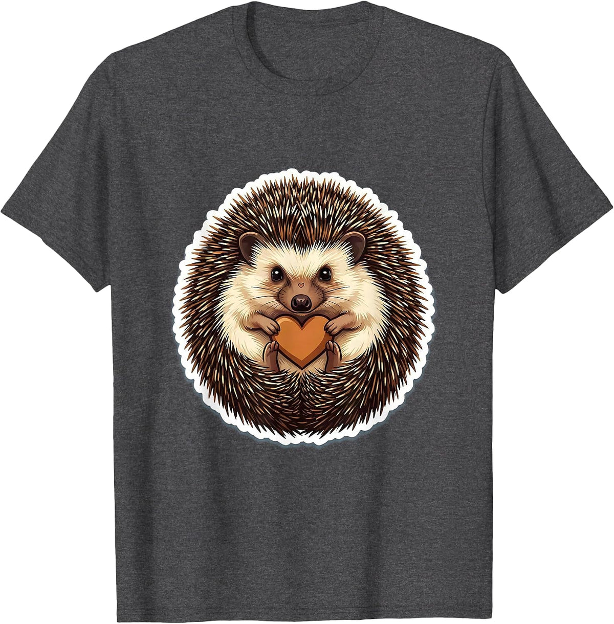 Men's Cute Hedgehog Curled Ball Hedgehog Lover Gift T-Shirt - Dark Heather Grey