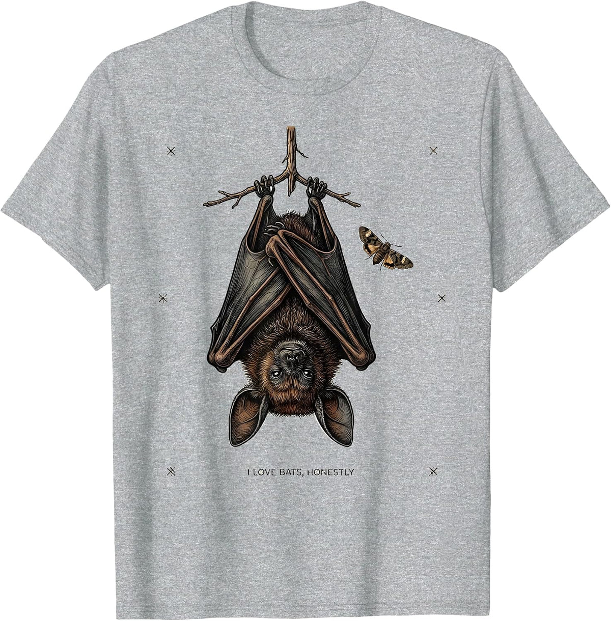 Men's I Love Bats Honestly Funny Bat Lover Wildlife Conservation T-Shirt - Heather Grey
