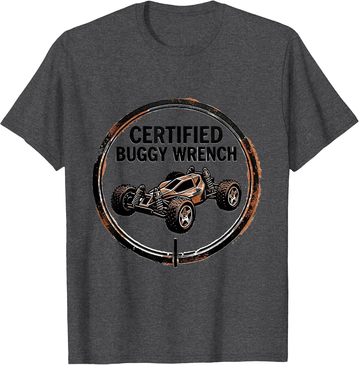 Certified Buggy Wrench Rubber Stamp RC Racing Enthusiast T-Shirt - Dark Heather Grey