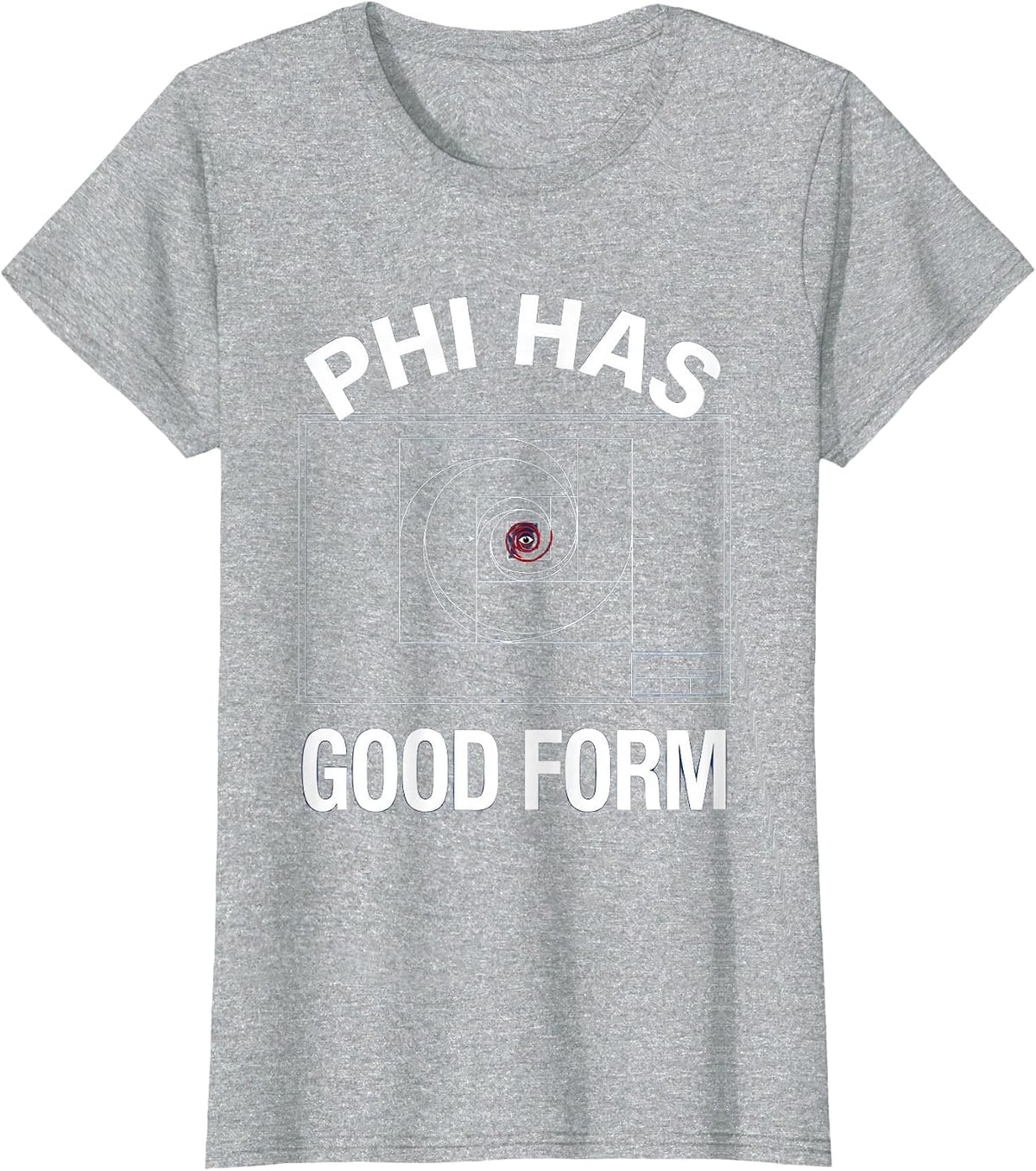 Women's Phi Has Good Form Technical Blueprint Math Sacred Geometry T-Shirt - Heather Grey