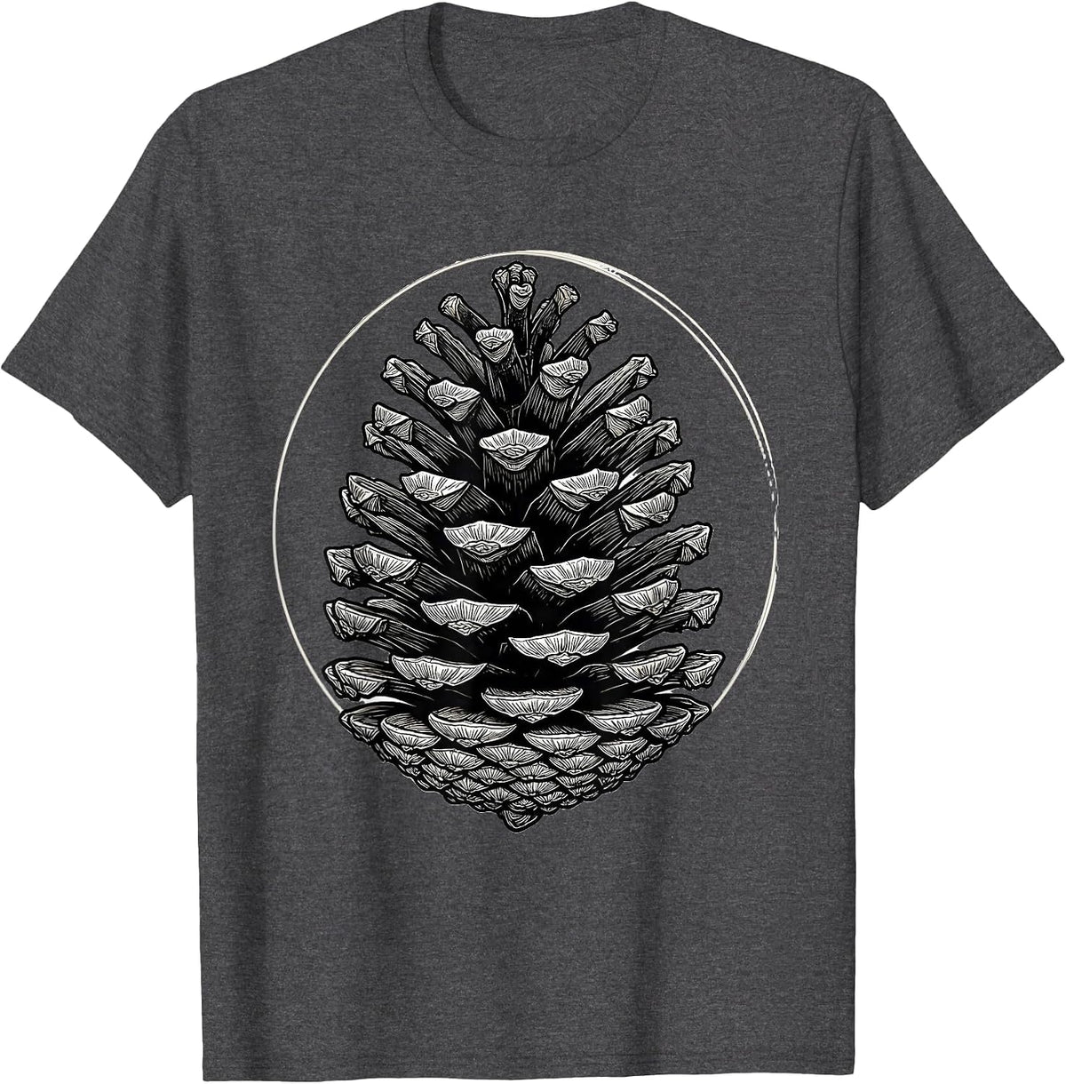 Pinecone Spiral Sacred Geometry Math Enthusiast T-Shirt - Dark Heather Grey
