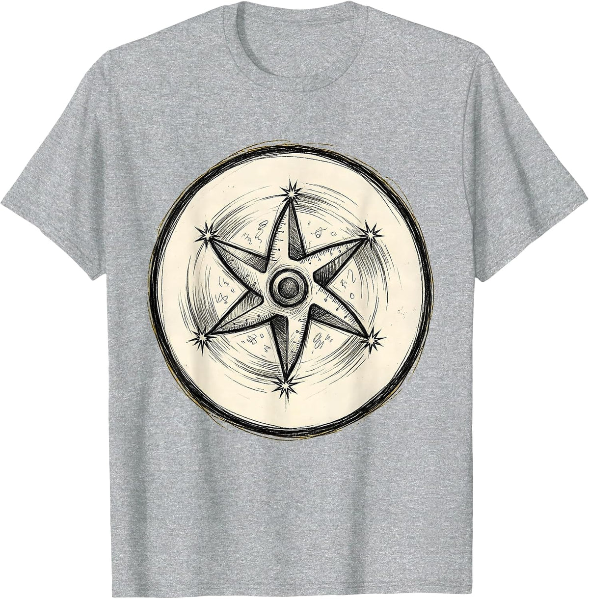 Men's Funny Teacher Ninja Protractor Spinning Star T-Shirt - Heather Grey