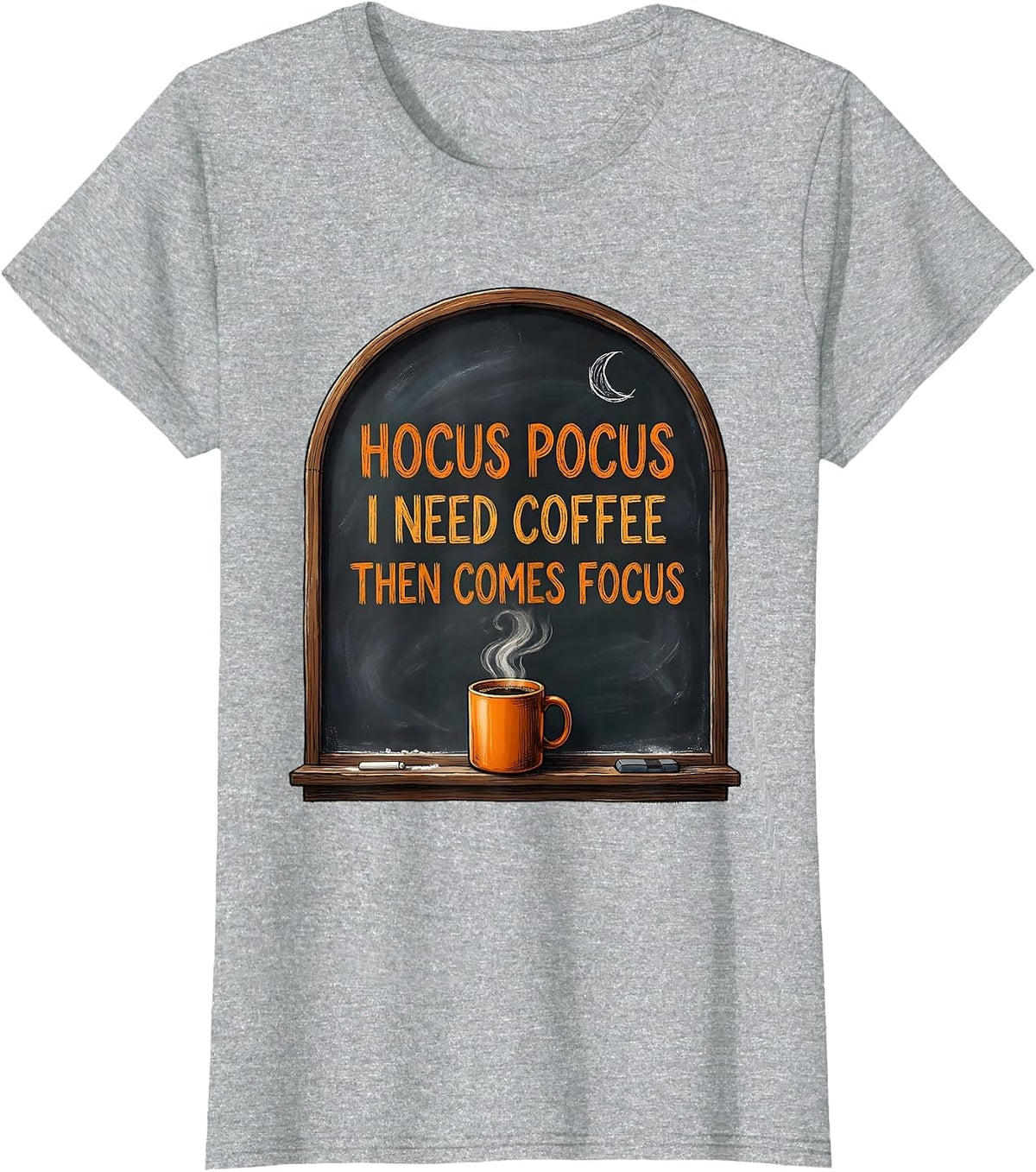 Hocus Pocus I Need Coffee Then Comes Focus Teacher T-Shirt - Heather Grey