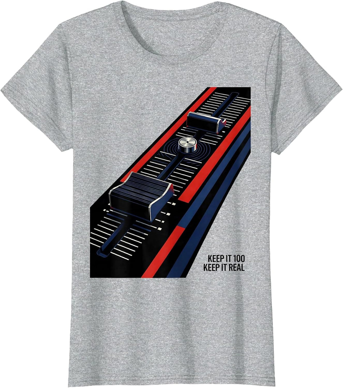 Keep It 100 Keep It Real Constructivist Poster DJ Mixer Old T-Shirt - Heather Grey