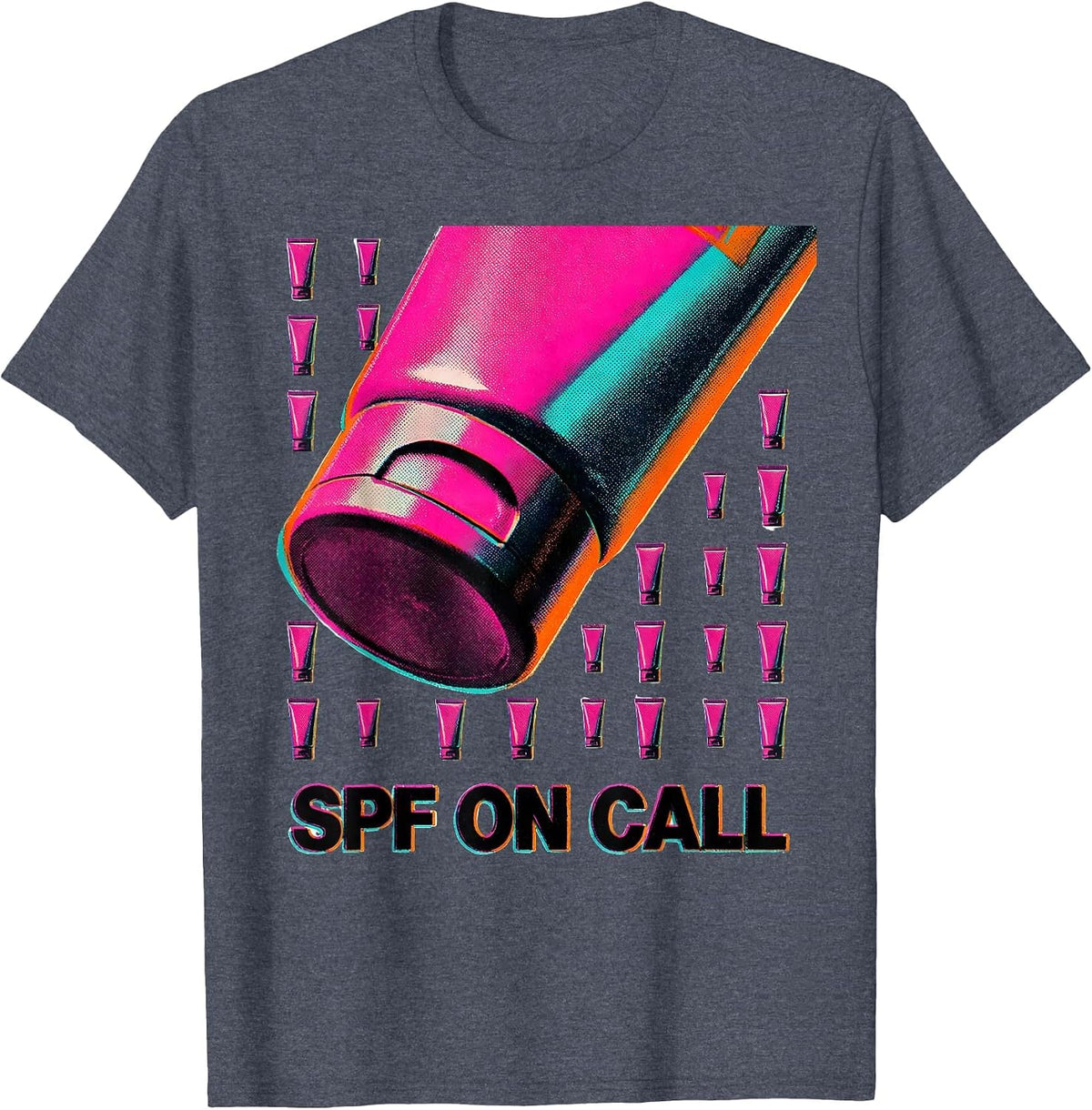 SPF On Call Risograph Humor Esthetician Lash Tech Workwear T-Shirt - Heather Blue