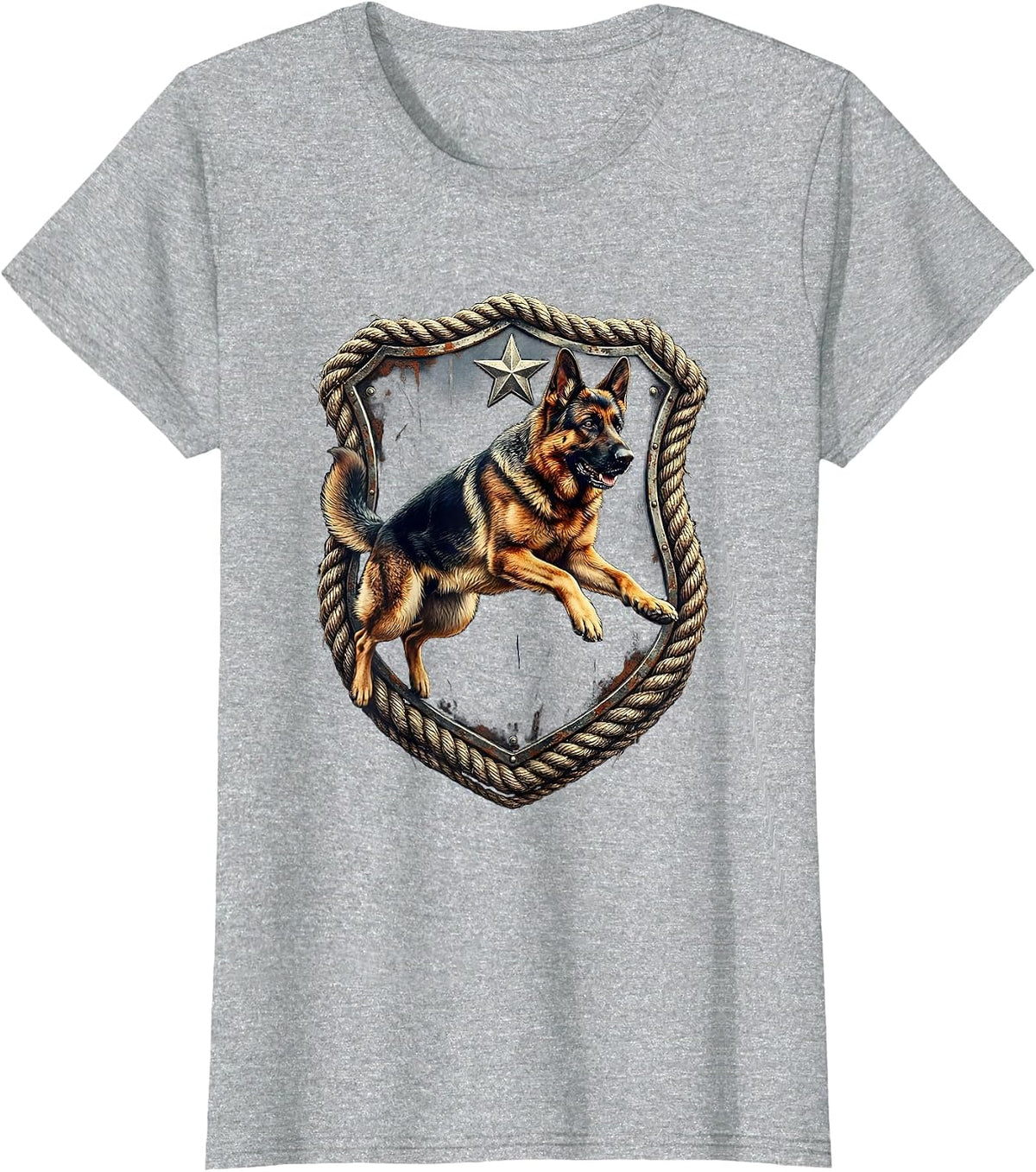 Women's K9 Dog Mid-Leap Action Graphic T-Shirt - Heather Grey