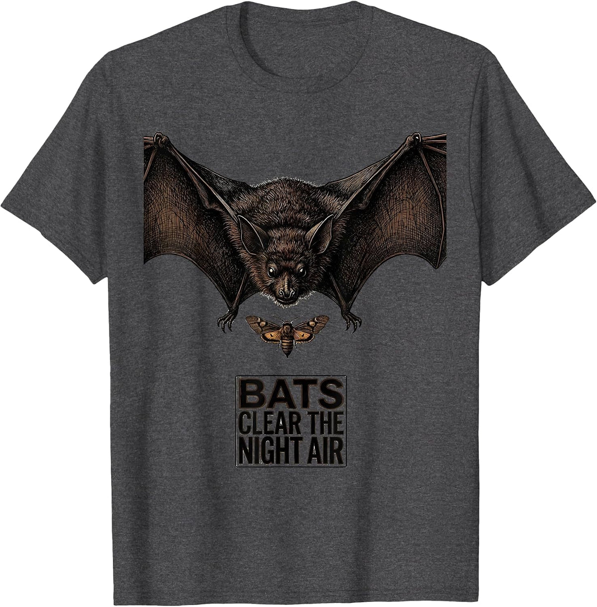 Men's Bats Clear The Night Air Vintage Bat Lover Halloween Nature T-Shirt - Dark Heather Grey
