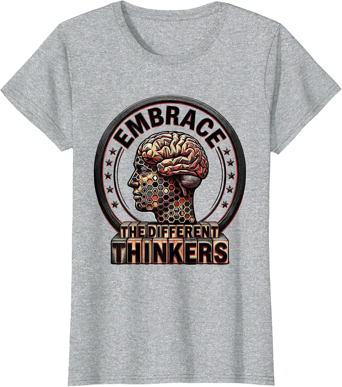 Embrace the Different Thinkers Neurodiversity Design T-Shirt - Heather Grey