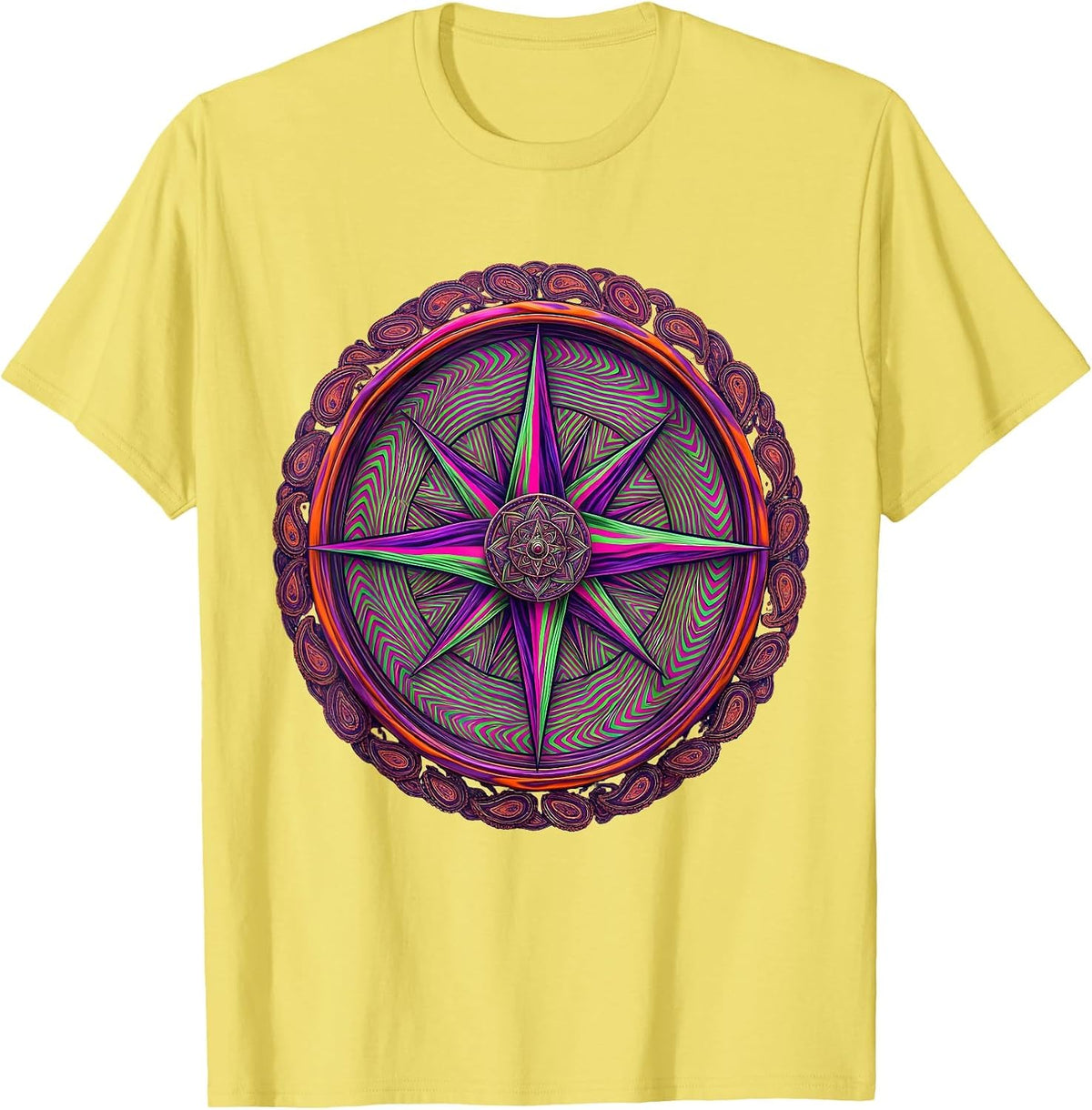 Men's Neurodiversity Spinning Compass Illustration T-Shirt - Lemon Yellow