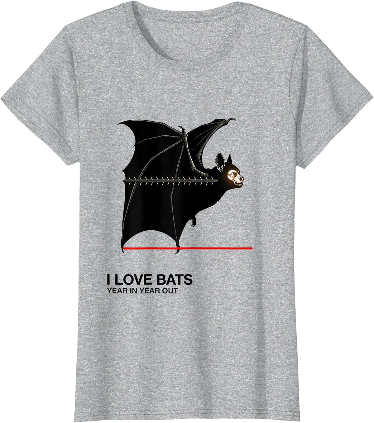 Women's I Love Bats Year In Year Out Vintage Bat Lover Halloween T-Shirt - Heather Grey