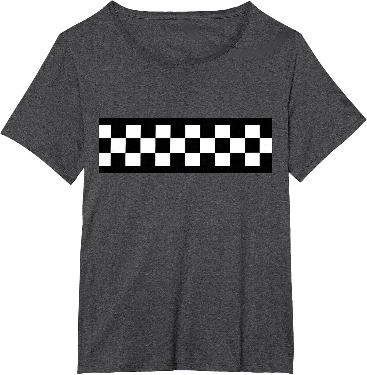 Black White Checkered Flag Checkerboard Racing T-Shirt - Dark Heather Grey