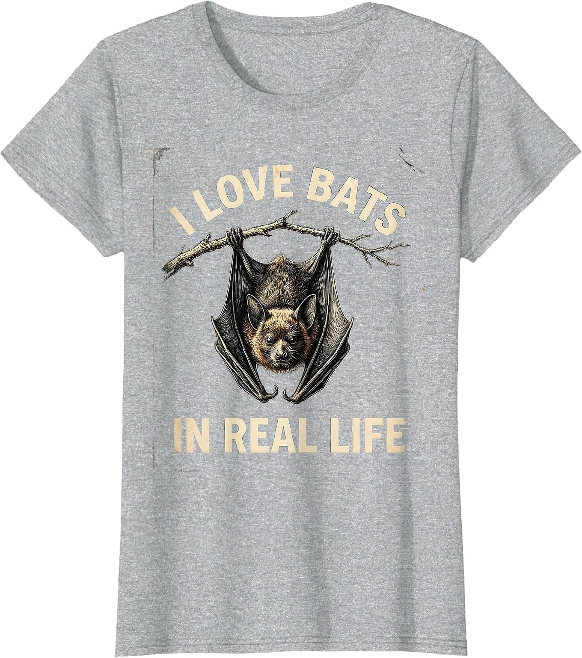 I Love Bats In Real Life Vintage Bat Lover Halloween Nature T-Shirt - Heather Grey