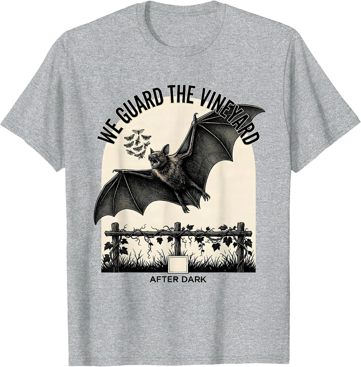 Men's We Guard The Vineyard After Dark Bat Lover Wildlife T-Shirt - Heather Grey