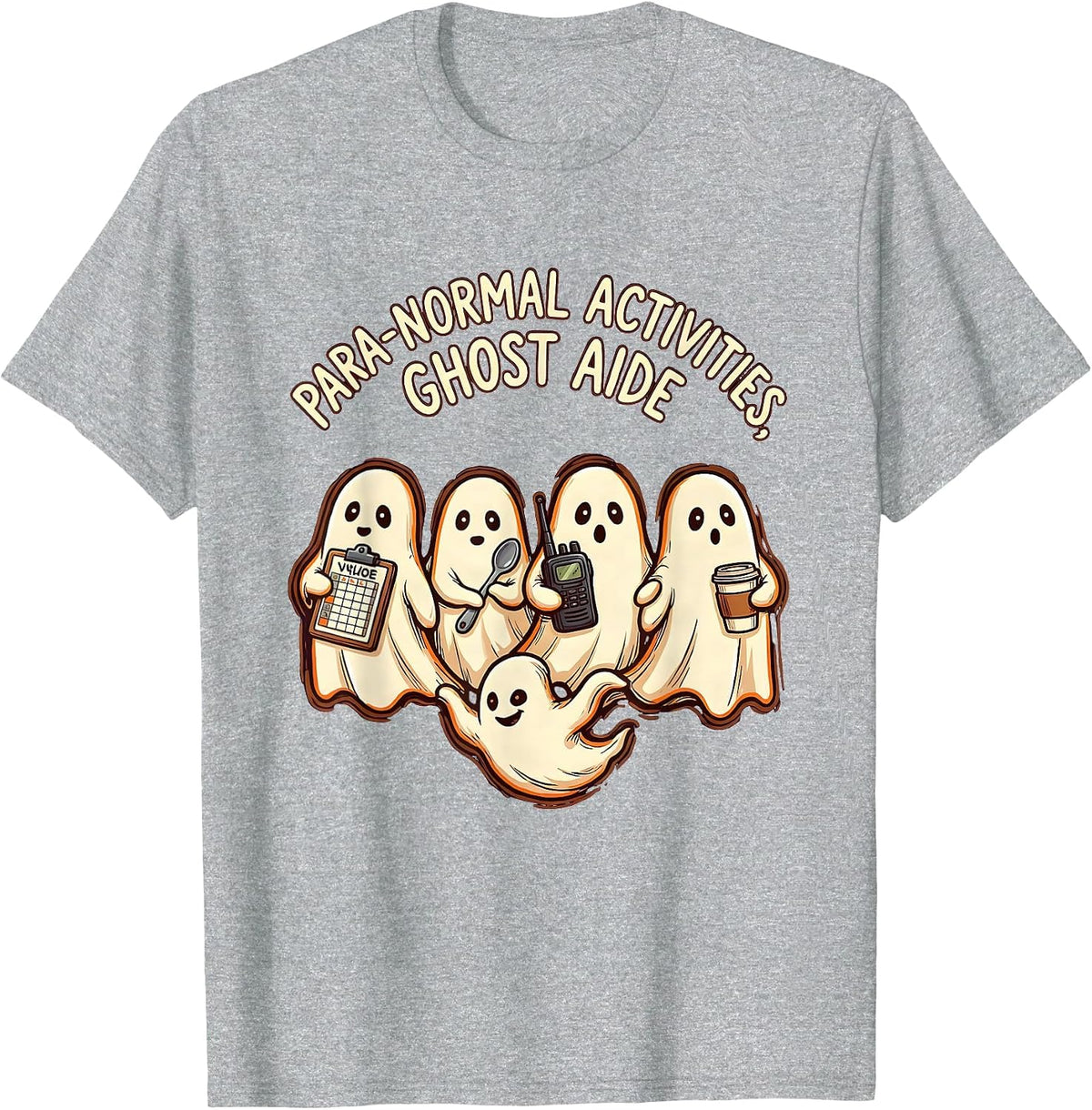 Men's Para-Normal Activities Ghost Aide SPED Teacher Halloween T-Shirt - Heather Grey