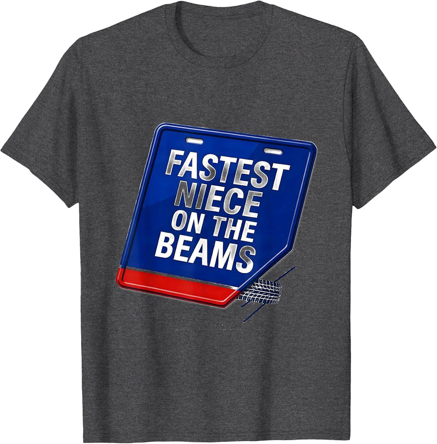 Men's Fastest Niece On The Beams Racing Livery Patriotic Drag T-Shirt - Dark Heather Grey