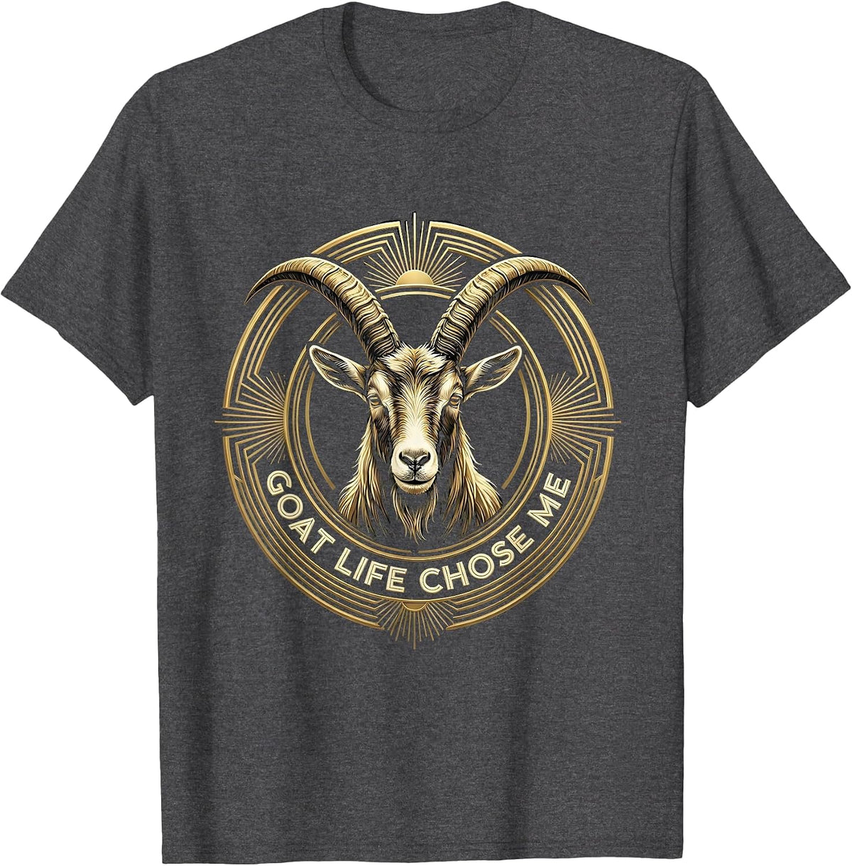 Men's Goat Life Chose Me Funny Goat Design T-Shirt - Dark Heather Grey