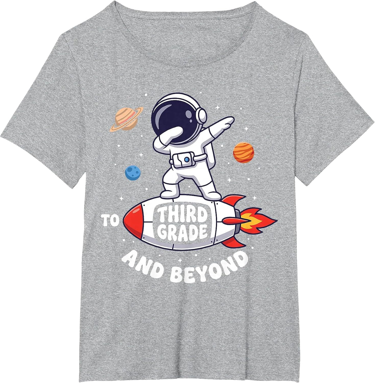 to 3rd Grade and Beyond Back to School Astronaut Space Tee T-Shirt - Heather Grey