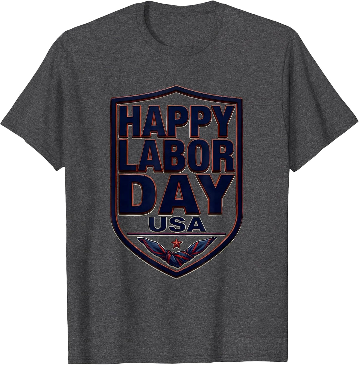 Men's Happy Labor Day, USA Patriotic Americana Tribute T-Shirt - Dark Heather Grey