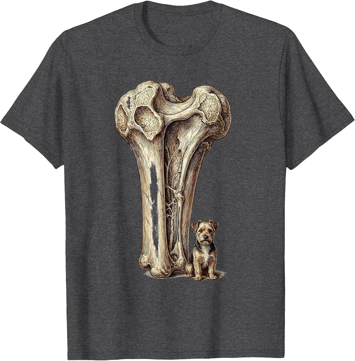 I Found This Humerus Proud Dog Bone Illustration T-Shirt - Dark Heather Grey