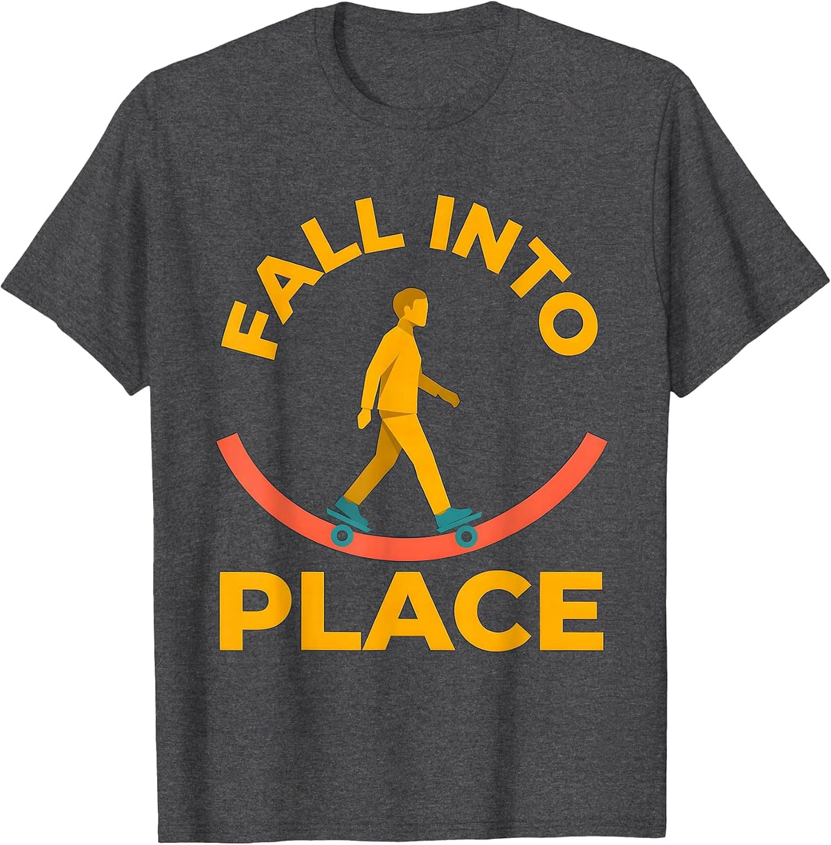 Men's Fall Into Place Physical Therapist OT Gift Humor T-Shirt - Dark Heather Grey