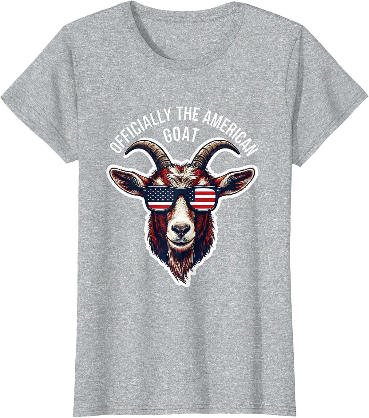 Officially the American GOAT Funny Goat with Patriotic T-Shirt - Heather Grey