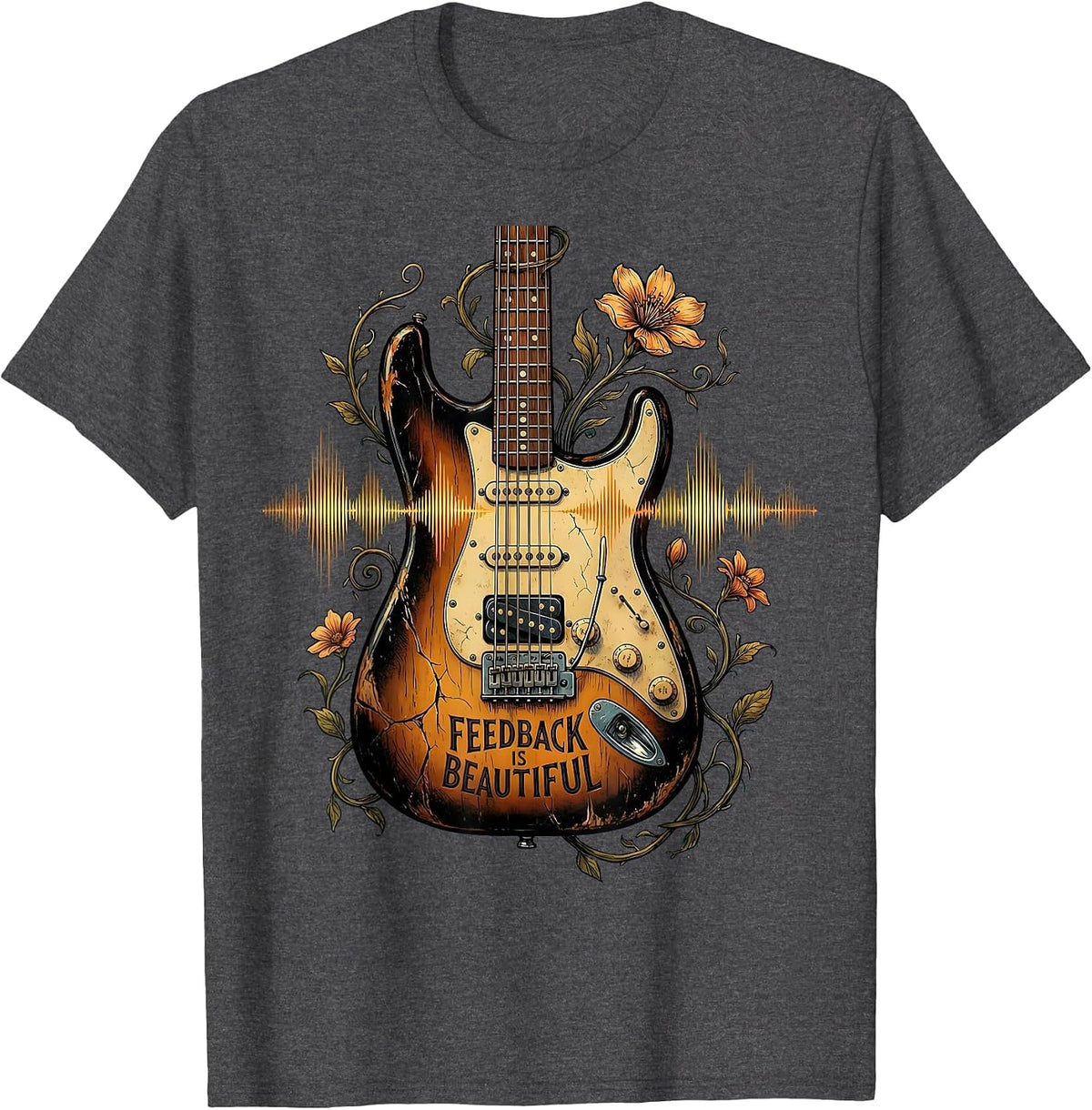 Feedback Is Beautiful Inspirational Design T-Shirt - Dark Heather Grey