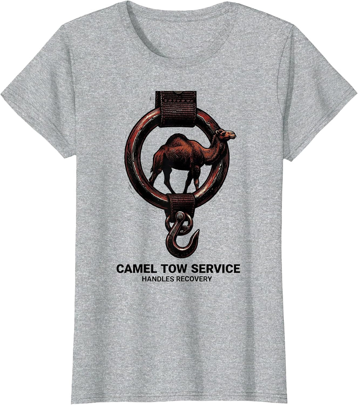 Camel Tow Service Handles Recovery Funny Tow Truck Adult T-Shirt - Heather Grey