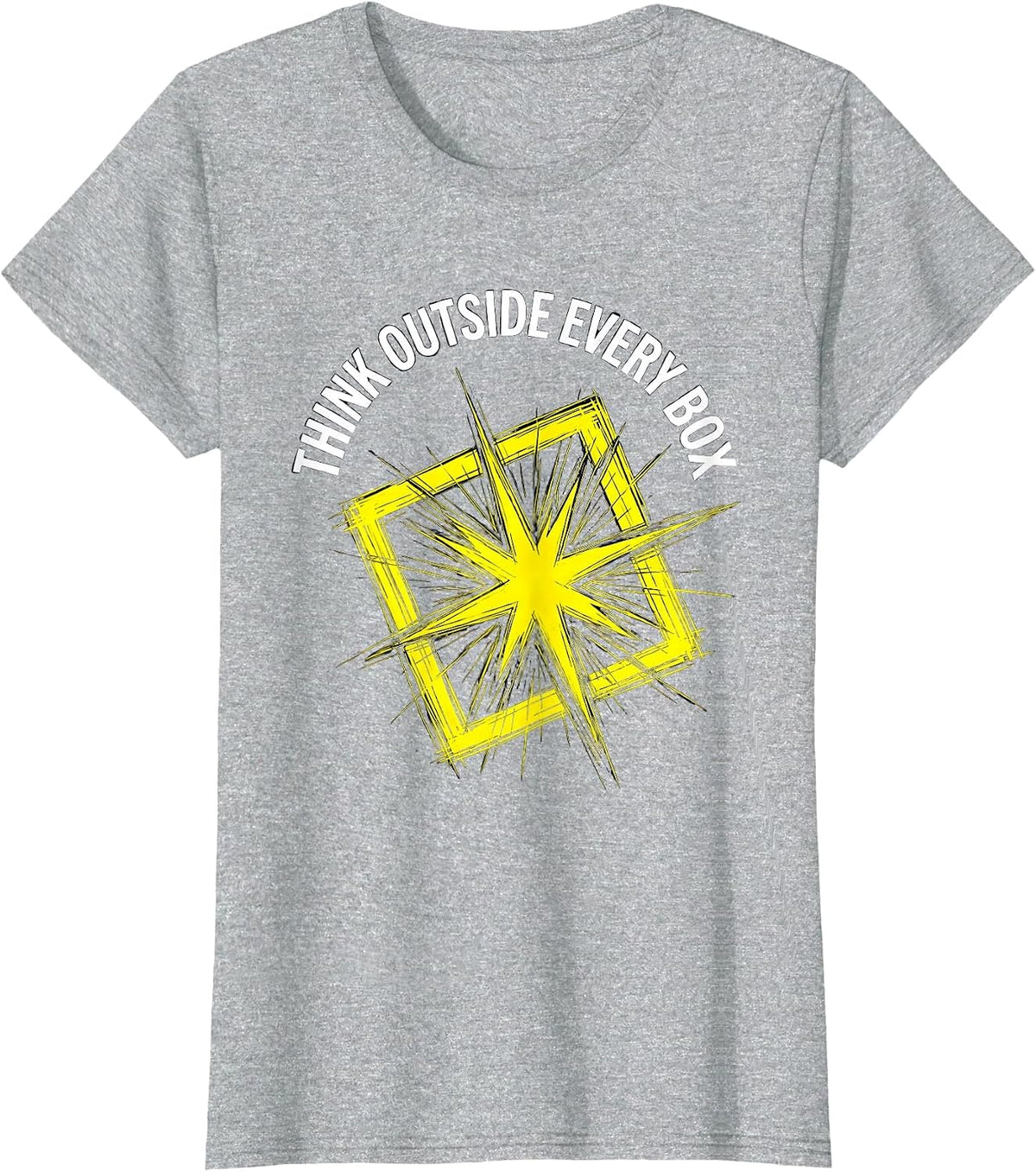 Women's Think Outside Every Box Neurodiversity Design T-Shirt - Heather Grey