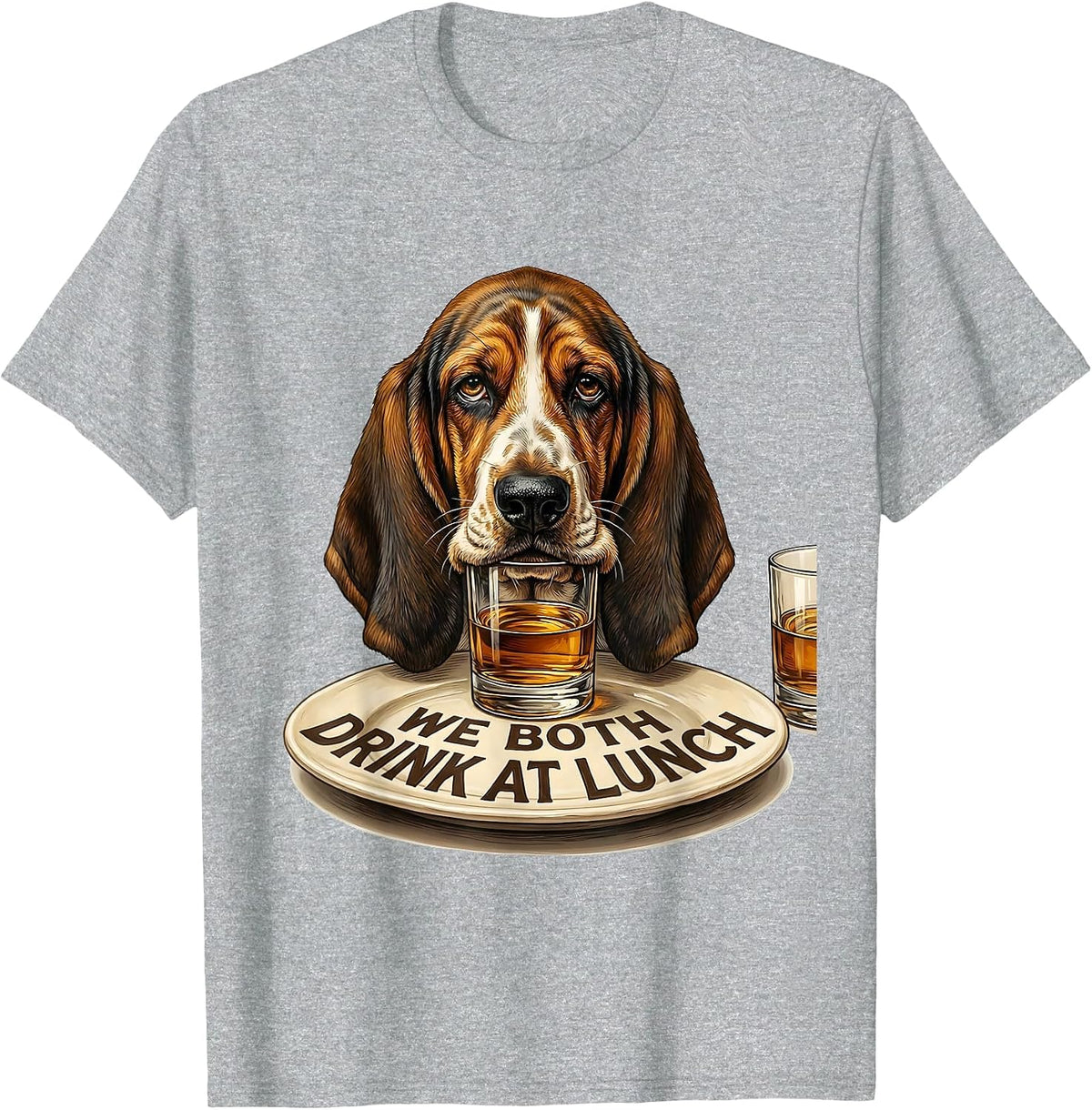 Men's We Both Drink At Lunch Funny Basset Hound Dog Meme Humor T-Shirt - Heather Grey