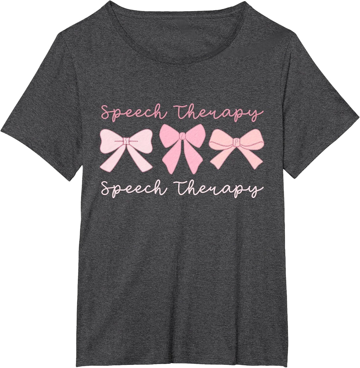 Speech Therapy Coquette Pink Bows SLP Speech Pathology T-Shirt - Dark Heather Grey