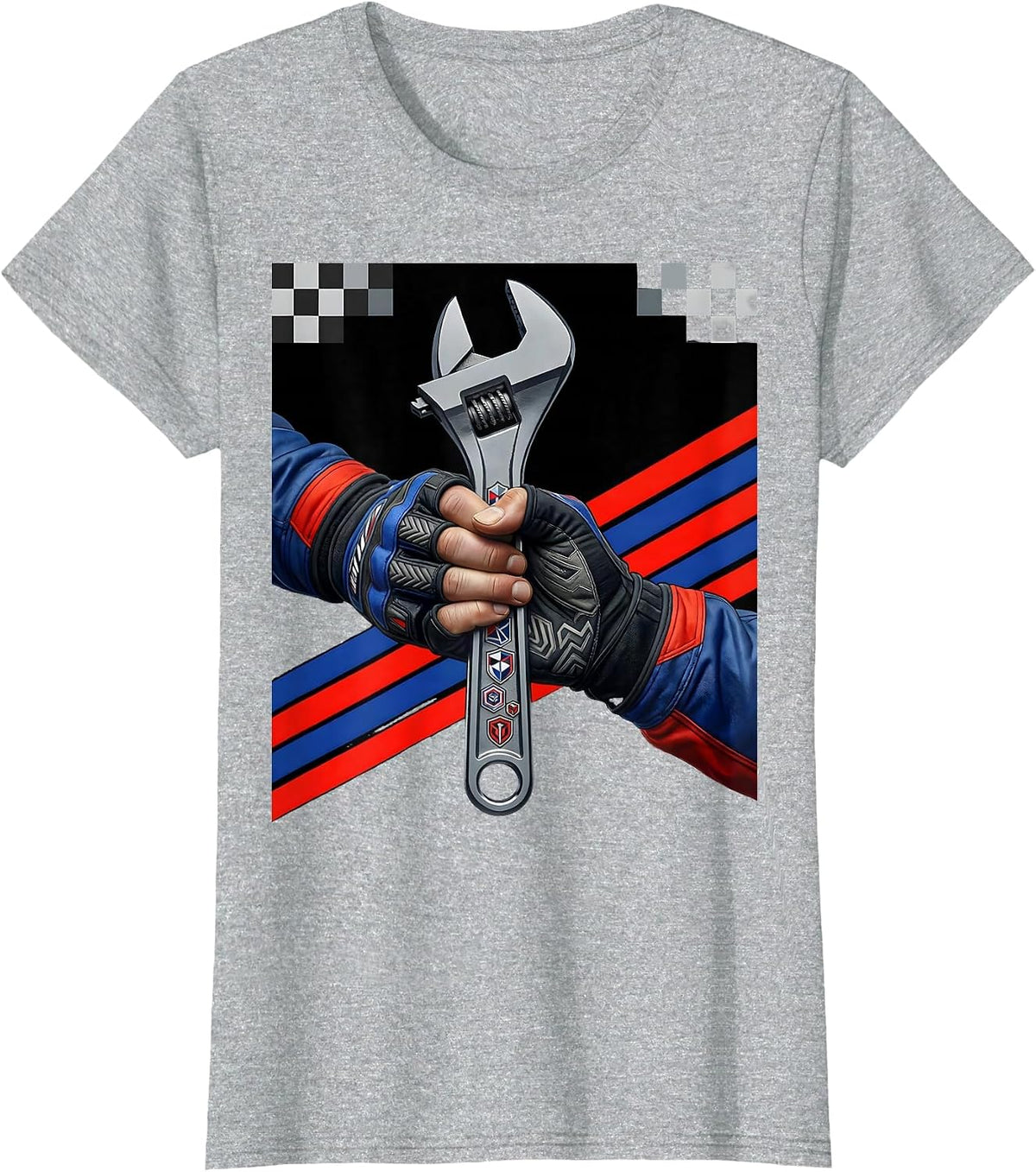 Mechanic Wrench Grip Automotive Car Art T-Shirt - Heather Grey