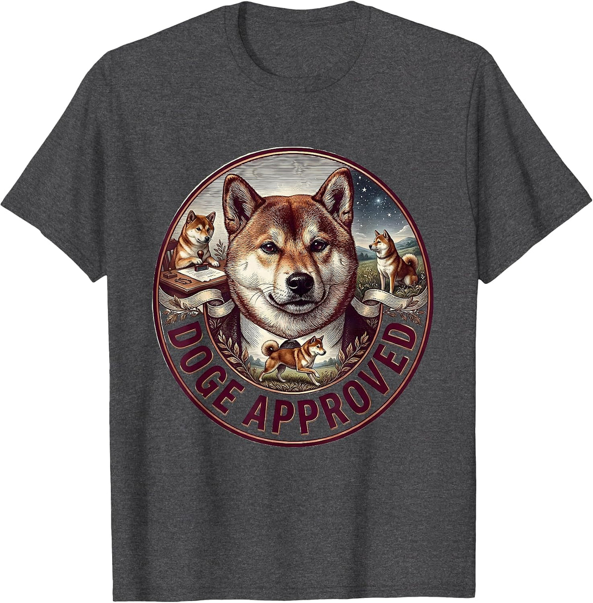 Doge Approved Internet Meme Humor Design T-Shirt - Dark Heather Grey