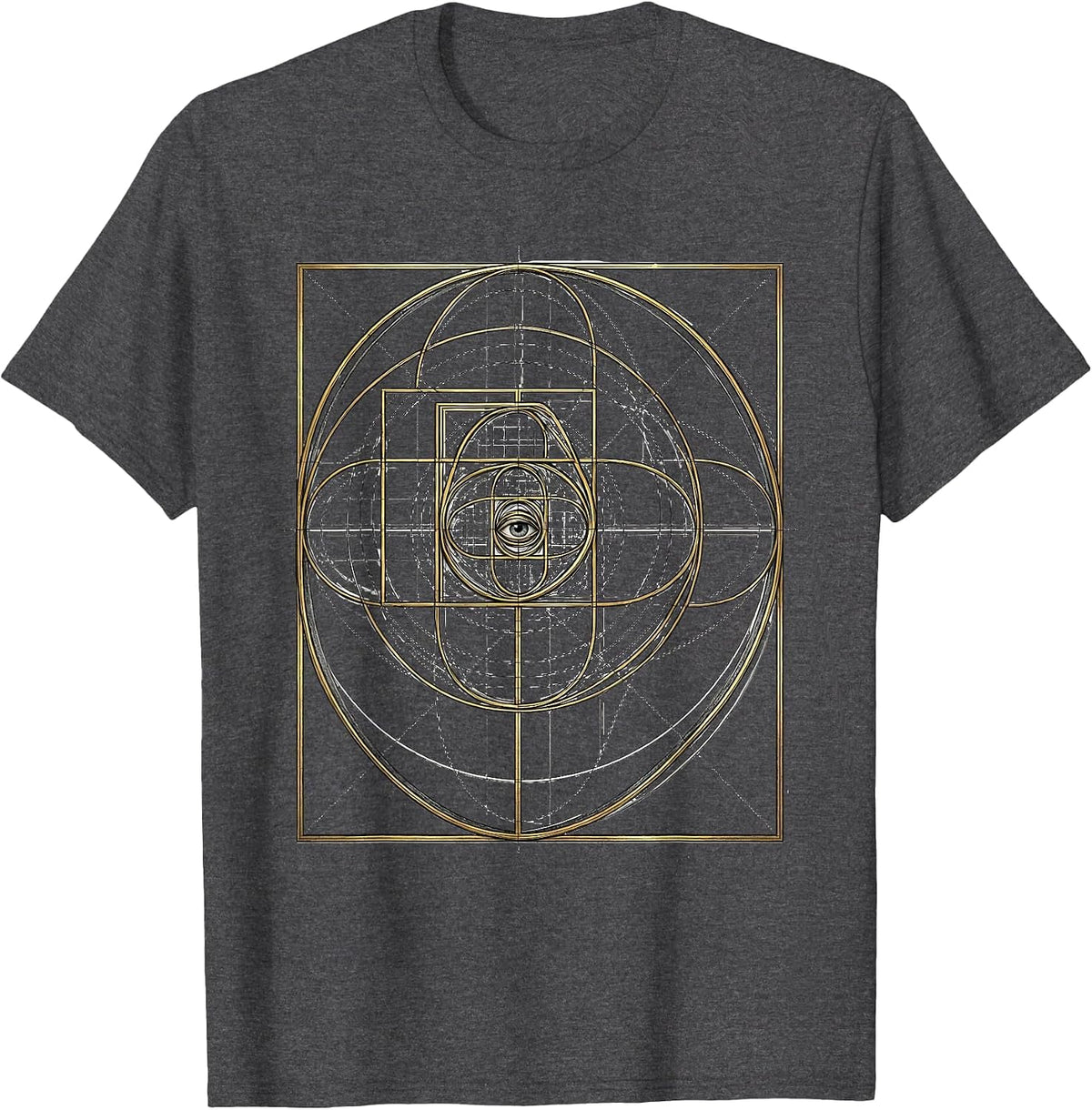 Golden Ratio Spiral Sacred Geometry Math Lover Gift T-Shirt - Dark Heather Grey
