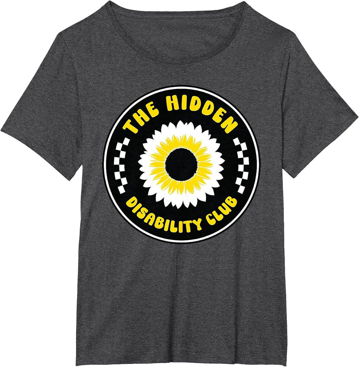 Hidden Disability Club Sunflower Awareness T-Shirt - Dark Heather Grey