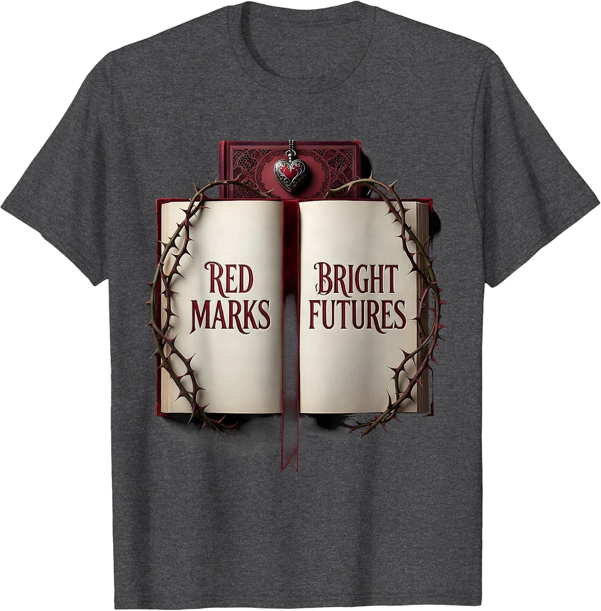 Men's Red Marks Bright Futures Teacher Design T-Shirt - Dark Heather Grey