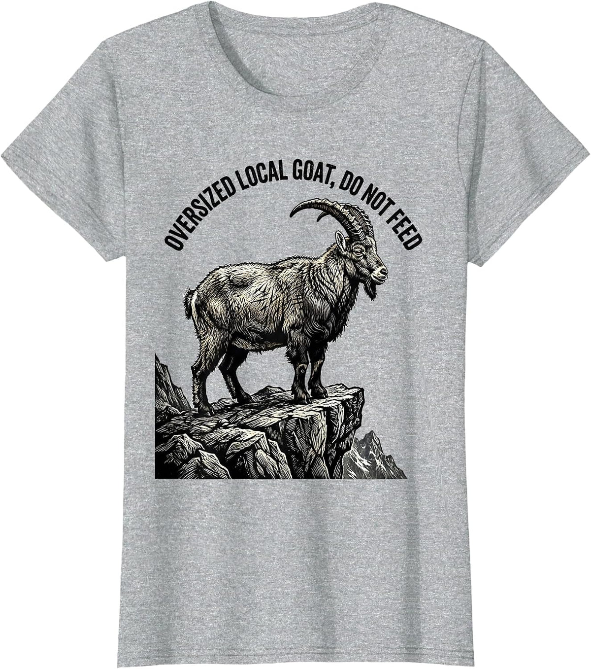 Oversized Local Goat Do Not Feed Vintage National Park T-Shirt - Heather Grey