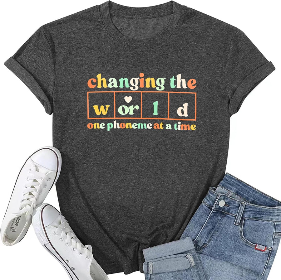 Teacher Shirts for Women Funny Teacher Life Graphic Tees Casual Inspirational Teaching T Shirt for Teacher's Day - Grey