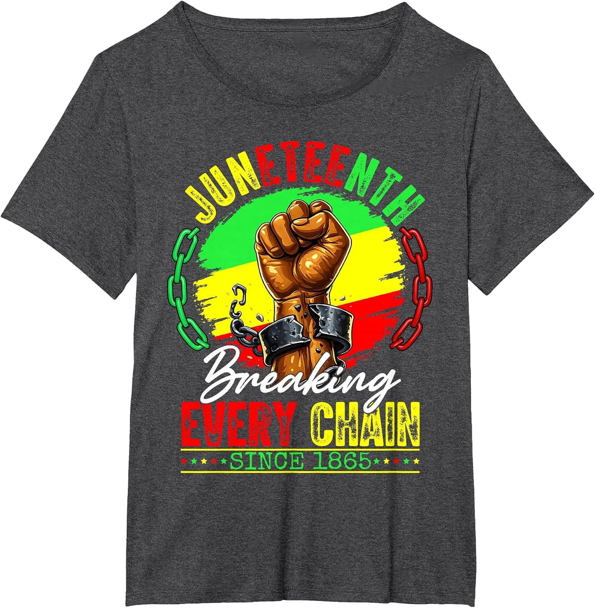 Juneteenth Breaking Every Chain Since 1865 Men Women Kid T-Shirt - Dark Heather Grey
