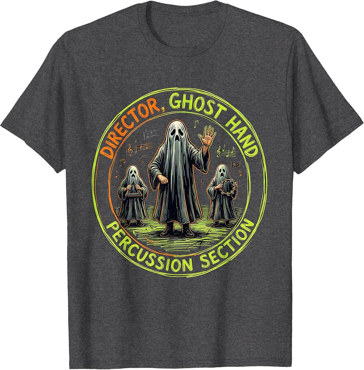 Director, Ghost Hand Percussion Section Music Teacher T-Shirt - Dark Heather Grey
