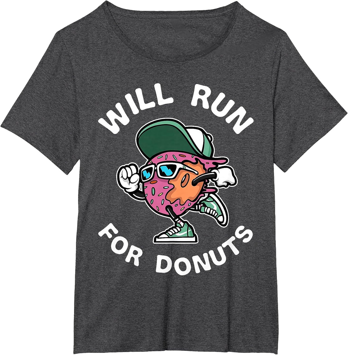 Runner Will Run for Donuts Funny Runner Marathon Running T-Shirt - Dark Heather Grey