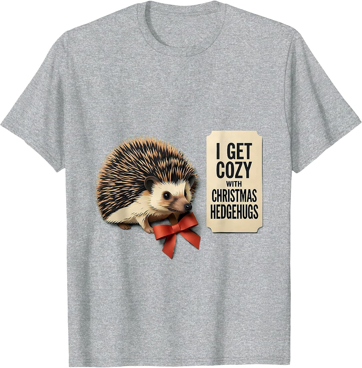 Men's I Get Cozy With Christmas Hedgehugs Cute Hedgehog Animal T-Shirt - Heather Grey