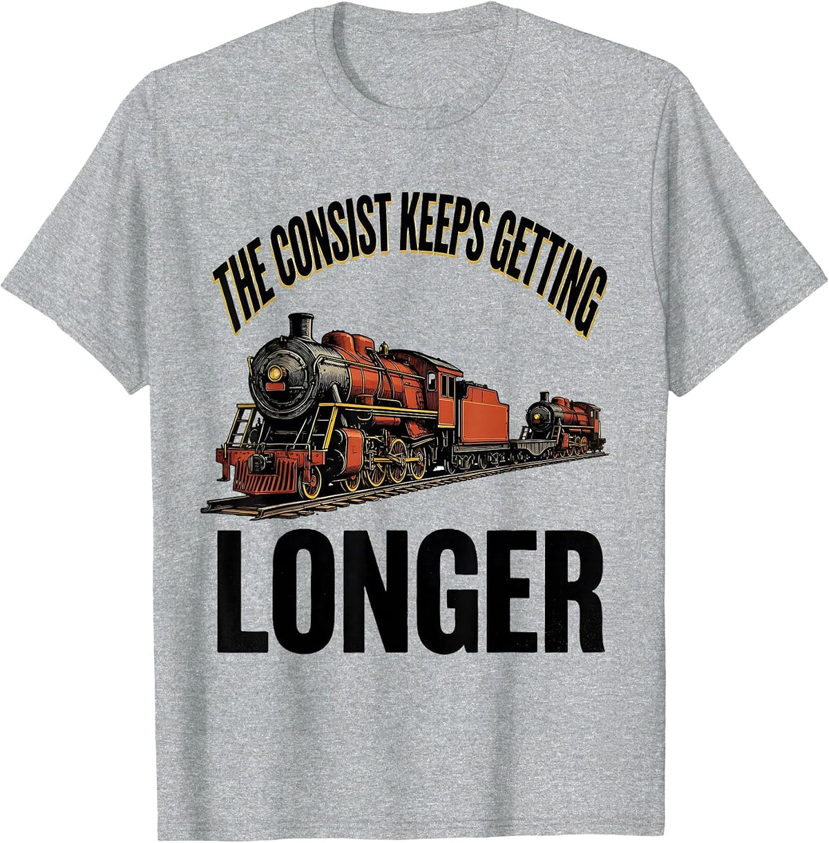 Men's The Consist Keeps Getting Longer Funny Train Enthusiast T-Shirt - Heather Grey