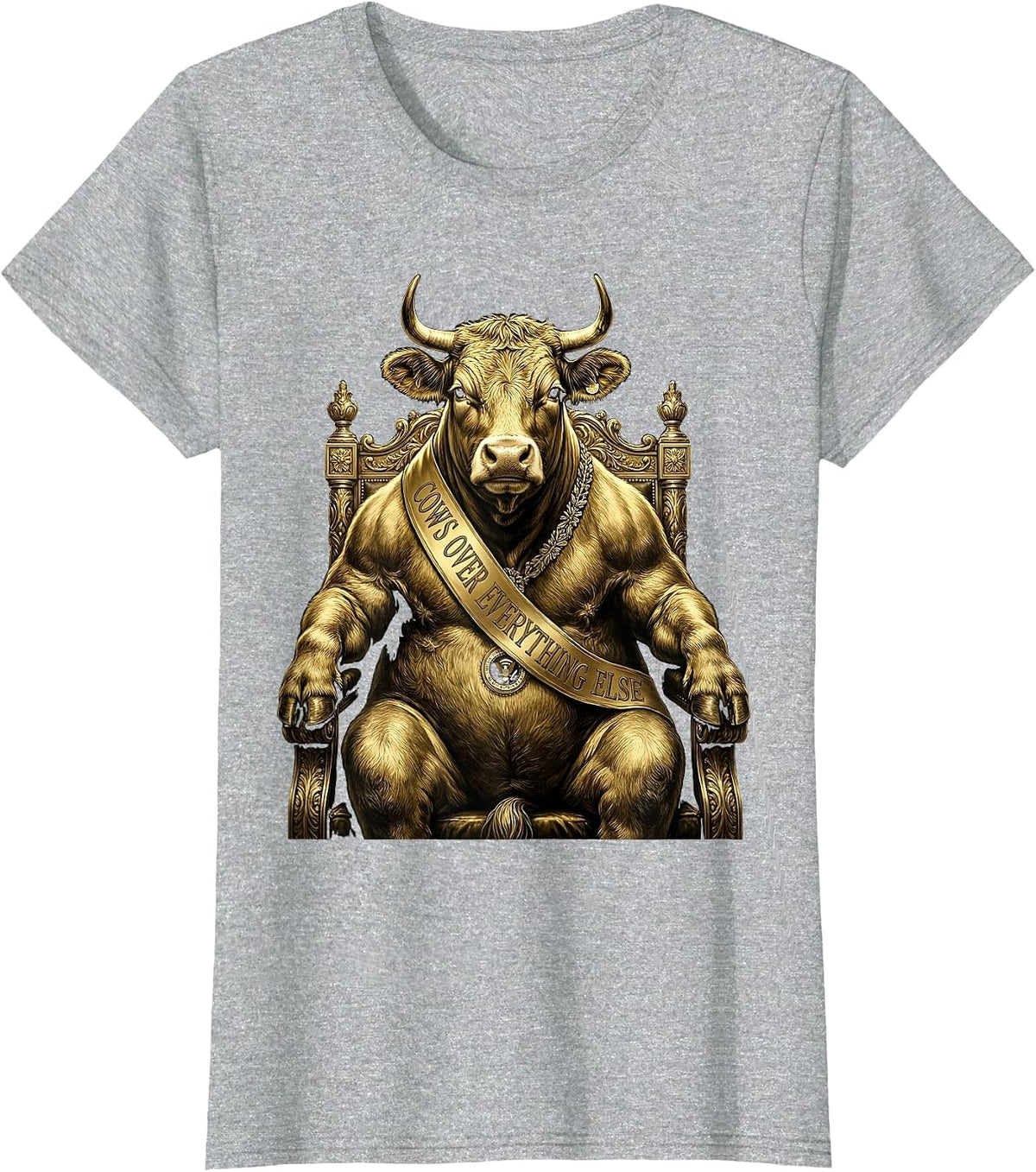 Cows Over Everything Cute Cow Lover Design T-Shirt - Heather Grey
