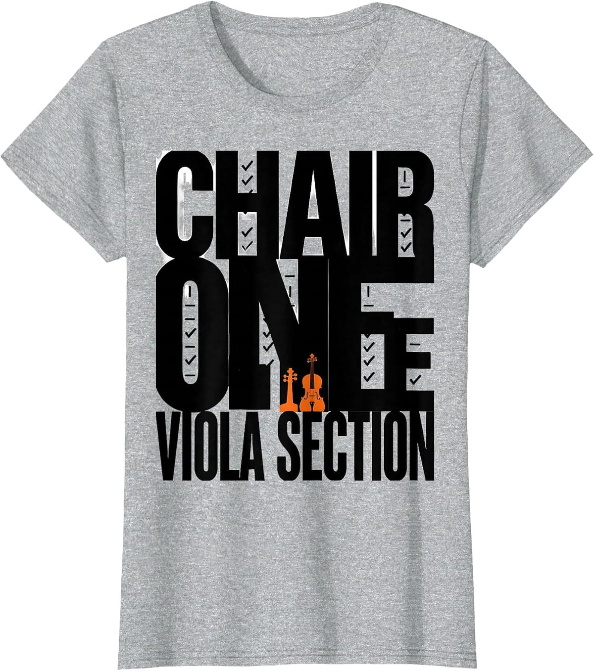 Chair One Viola Section Brutalist Graphic Halloween Ghost T-Shirt - Heather Grey