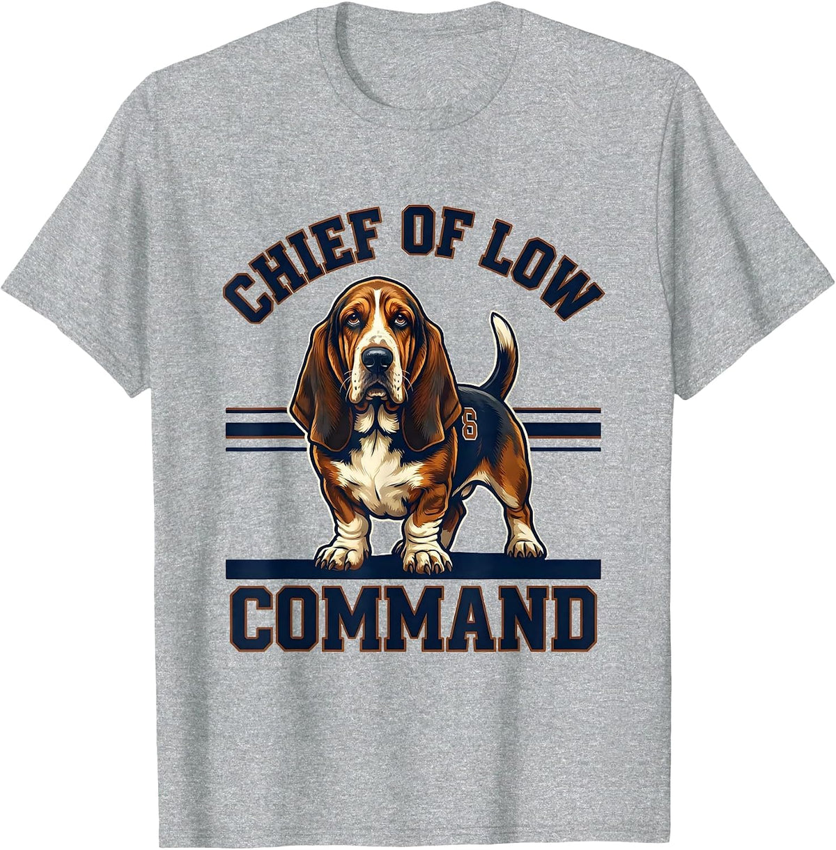 Men's Chief Of Low Command Funny Basset Hound Dog Lover Gift T-Shirt - Heather Grey