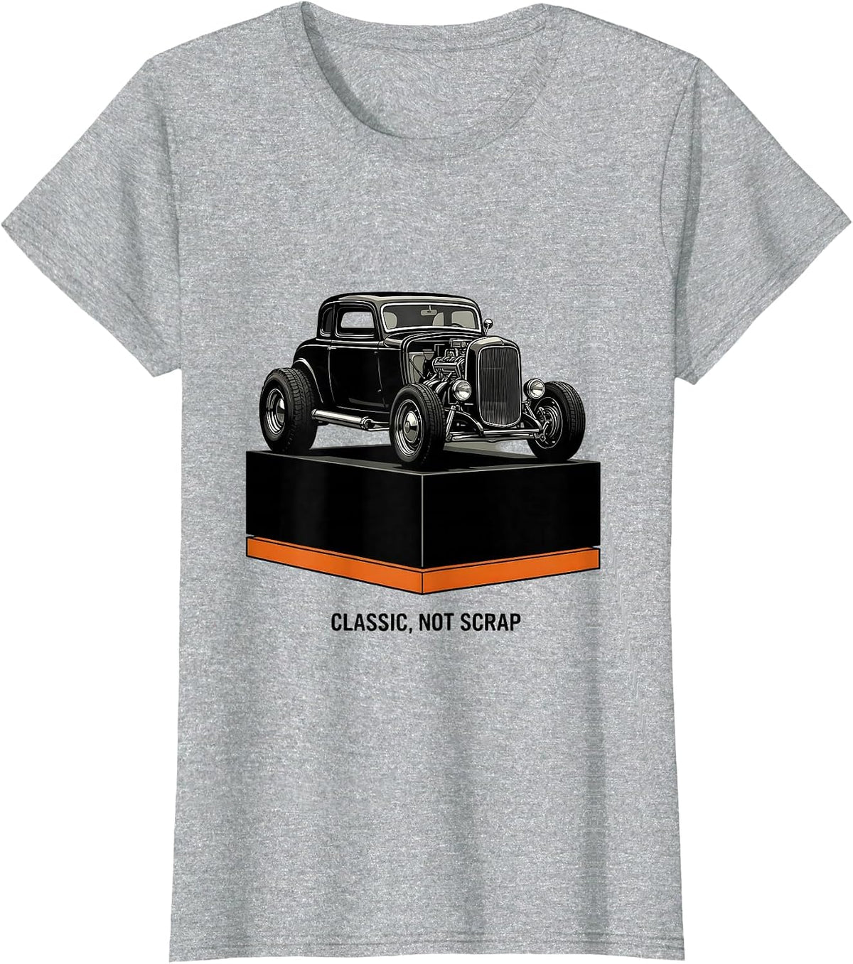 Women's Classic, Not Scrap Brutalist Vintage Hot Rod Drag Racing T-Shirt - Heather Grey