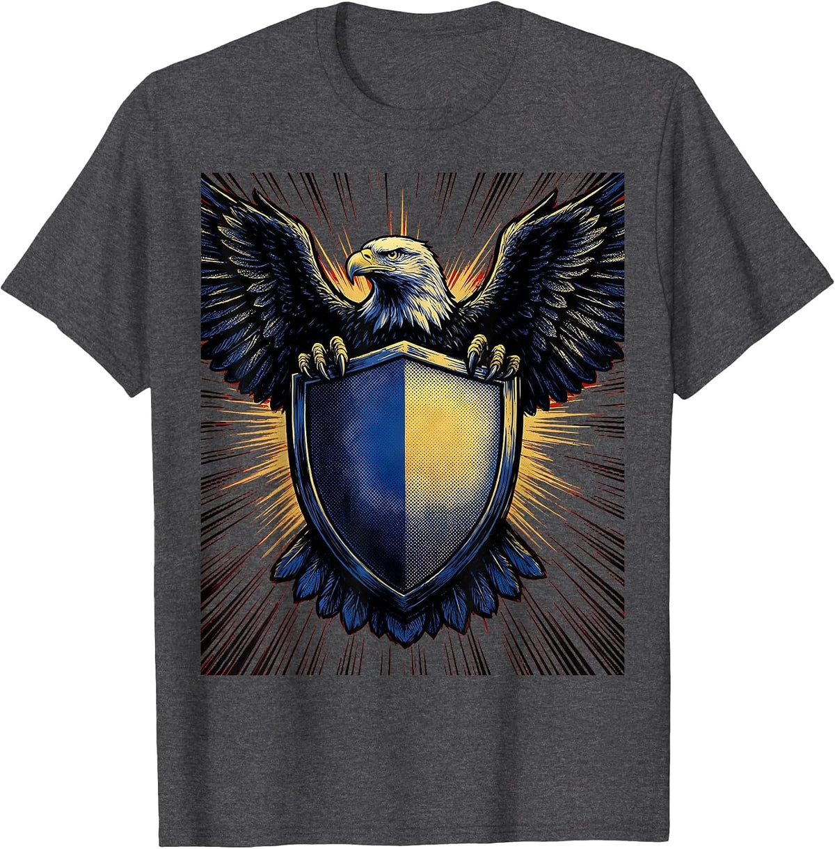 Police Shield Eagle Crest Law Enforcement Graphic T-Shirt - Dark Heather Grey