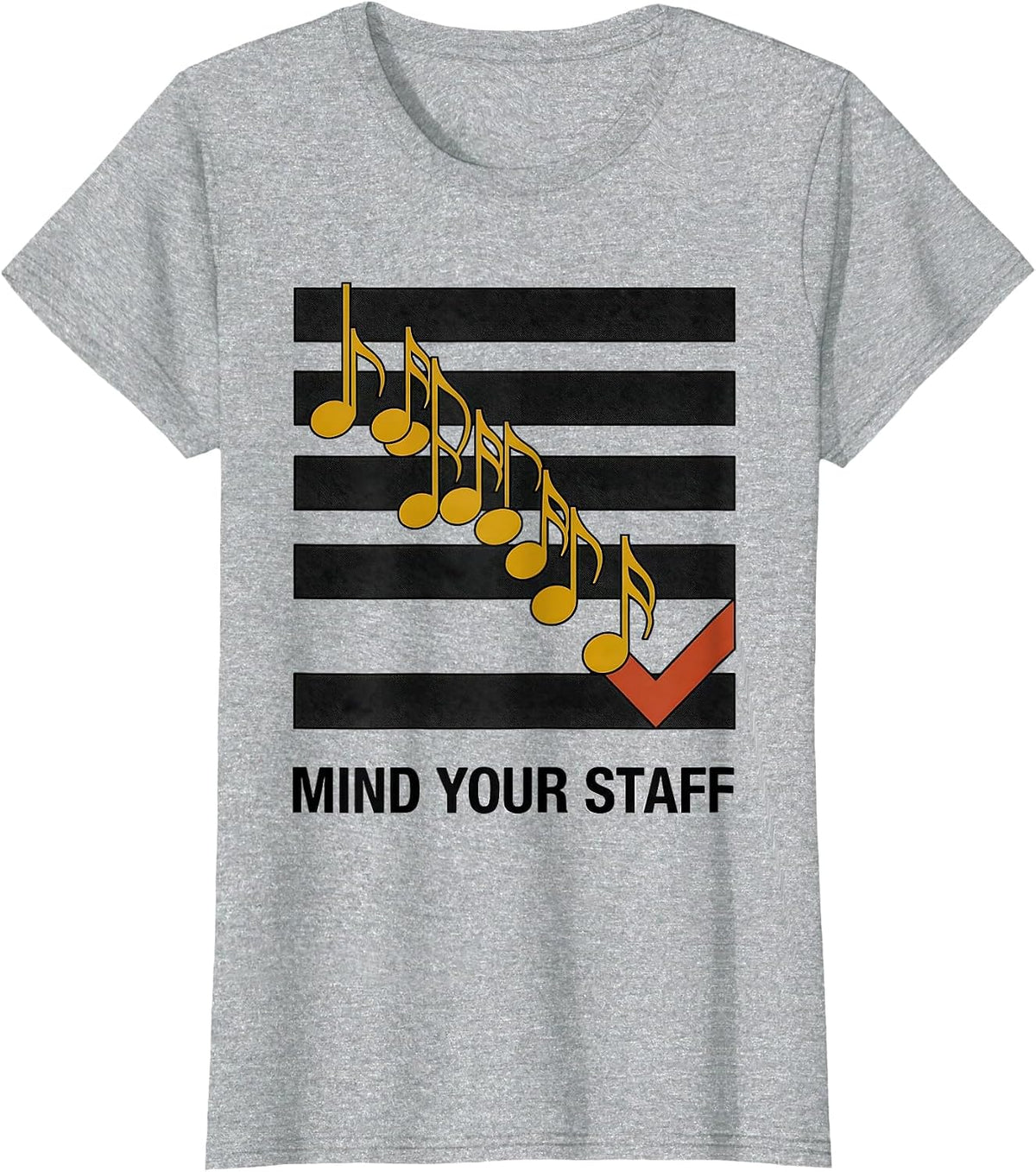 Mind Your Staff Midcentury Modern Music Teacher Humor T-Shirt - Heather Grey