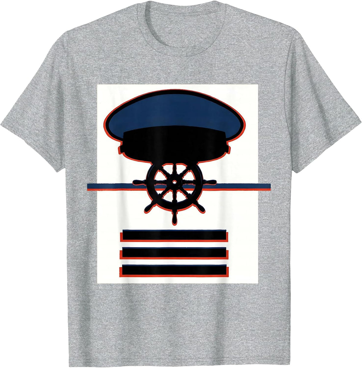 Men's Captains Cap Screenprint Humor Gift T-Shirt - Heather Grey